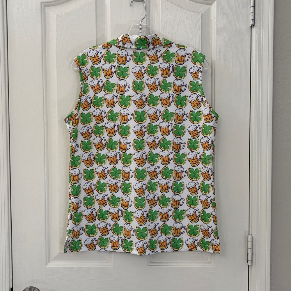 Kandy Golf St. Patrick’s Beer Horseshoe Clover Tank Polo Top Size XL - Picture 6 of 9